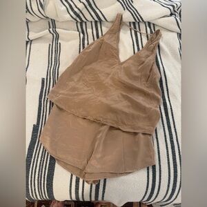 Lunya Washable Silk Sleeveless Top and Shorts Sleep Set Size Small